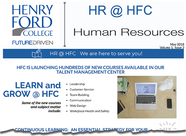 Image of HR newsletter front page
