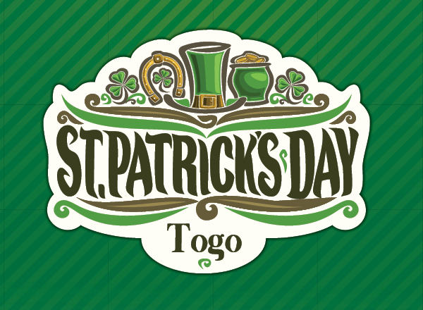 St. Patrick's Day to go graphic on green background