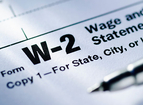 Close up crop of a W-2 form.