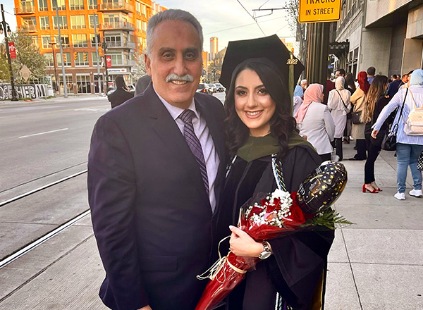 From L-R: Dr. Ali Hariri and his daughter Dr. Rola Hariri. Both father and daughter have served as math tutors at the HFC Learning Lab. 