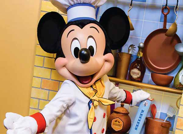 Mickey Mouse in a chef uniform.