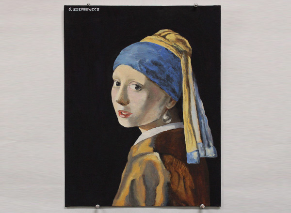 Sadie Ziembowicz's rendition of artist Johannes Vermeer's famous painting, "Girl with a Pearl Earring." 