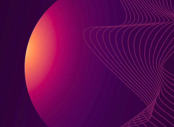 Colorful graphic of a sphere and wavy lines.