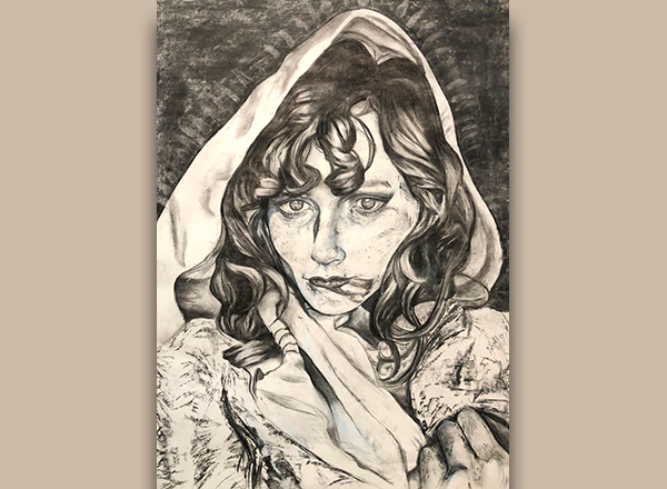 HFC art instructor Steve Glazer served as the judge for Muskegon Community College's Student Art and Design Exhibition. He chose Mychalla Belknap as the first place winner for this drawing (pictured).