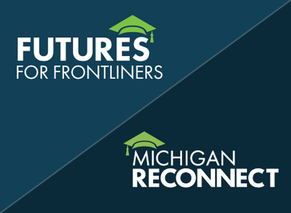 Futures and Michigan Reconnect logos on blue fields