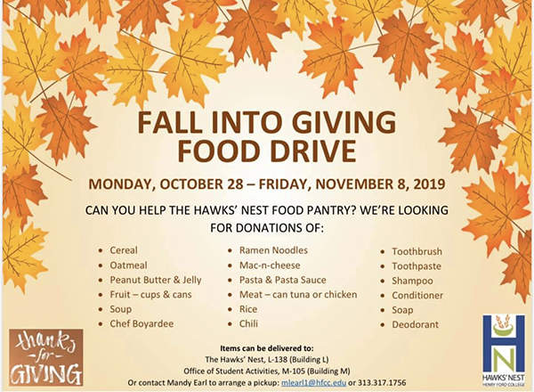 Fall into Giving food drive graphic