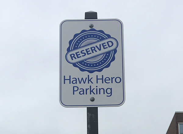 Hawk Hero parking sign
