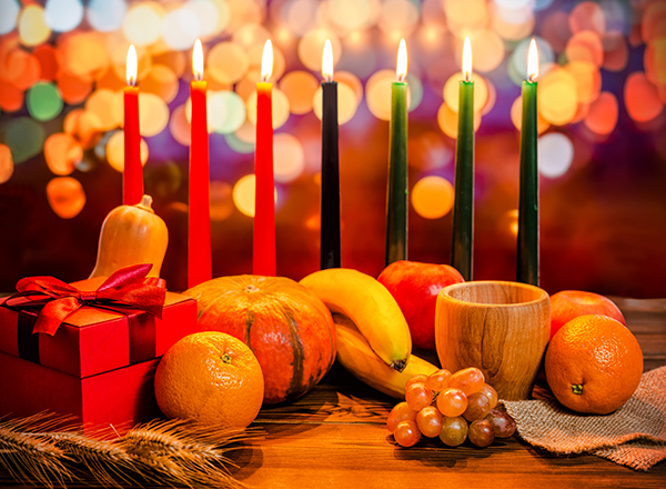 Kwanzaa candles and food