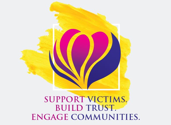 An image of National Crime Victims' Rights Week watercolor-vector graphic that says "Support Victims. Build Trust. Engage Communities."