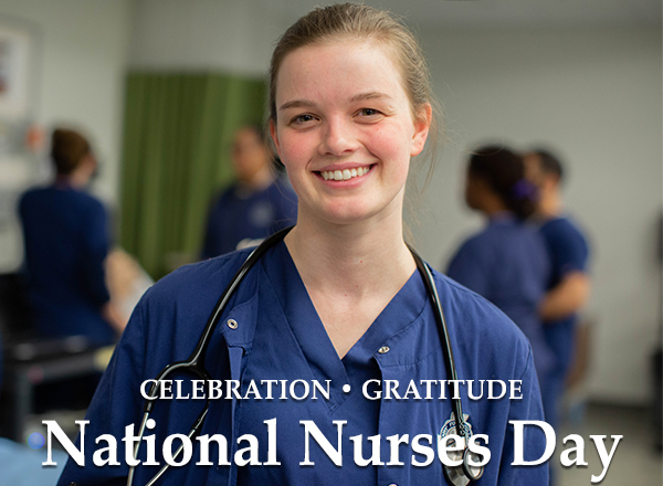 Photo of student nurse with National Nurses Day text