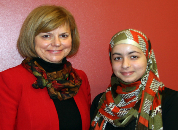 Interior Design Program Lead Karen Wilmering (l) and Student Doha Irbash.
