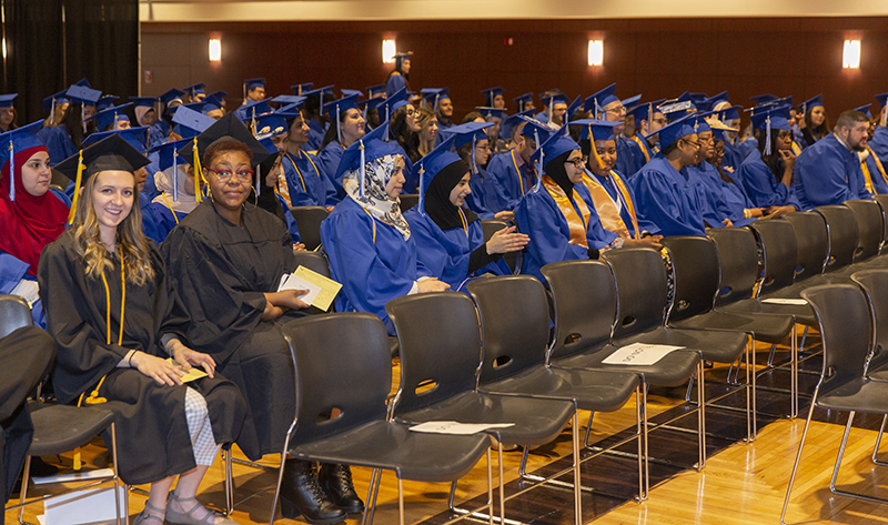 waiting to enter the theater