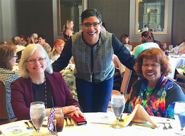 Three women at a table