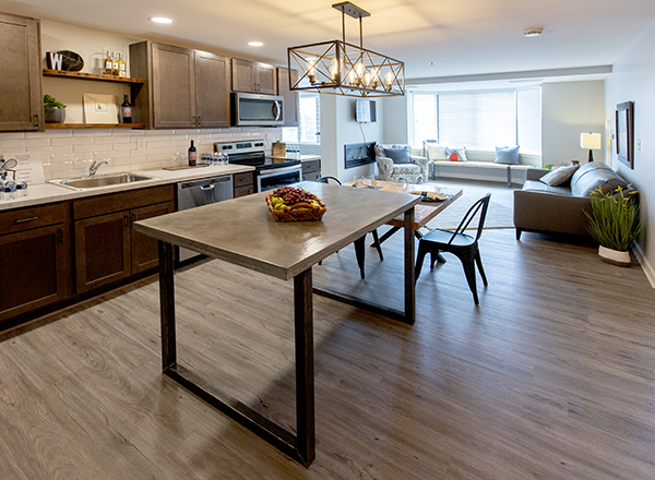 The main living area in one of the apartments.
