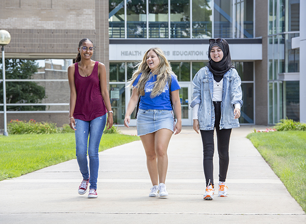 Students walking on campus