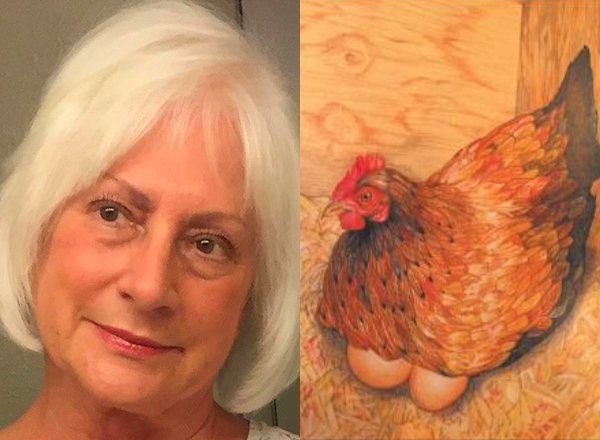 Helen Gaus with "Progeny" artwork