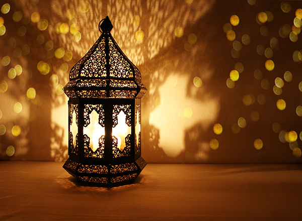 Ramadan lantern on table
