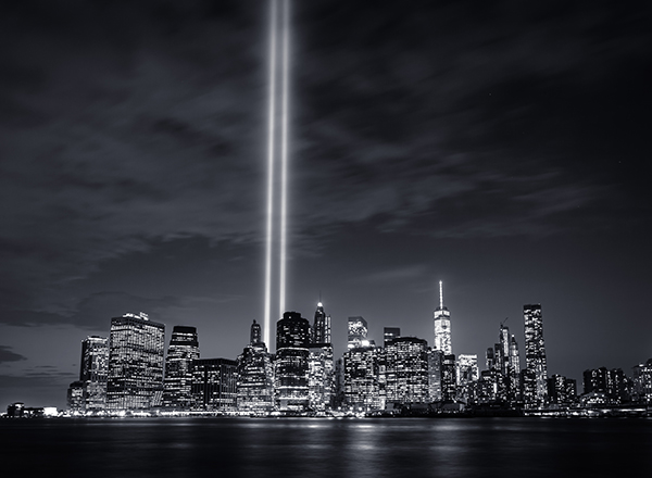 Image of NYC with twin light streams
