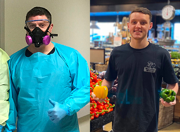 HFC alumnus David Shunkwiler and current student Christopher Shunkwiler working on the frontlines during the COVID-19 pandemic.