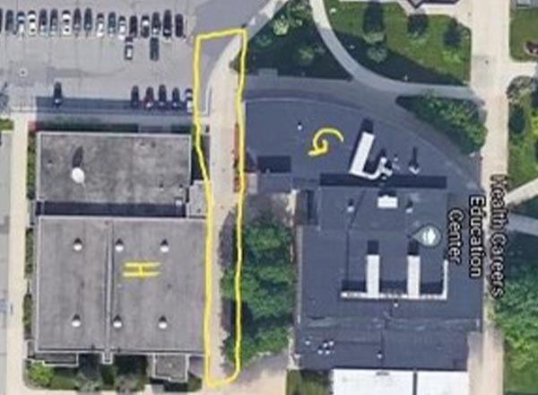 An aerial shot of the new piping area on HFC campus.