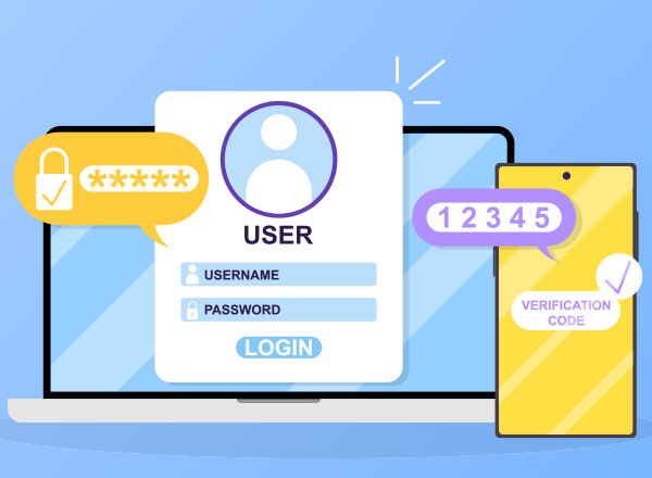 An image of a two-factor authentication with a cellphone and a laptop.