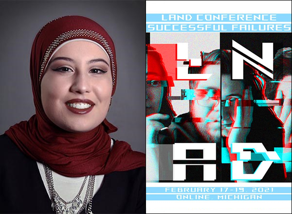 Haidar, left, with her artwork