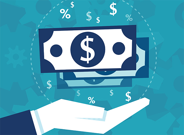 Drawing of a hand with money