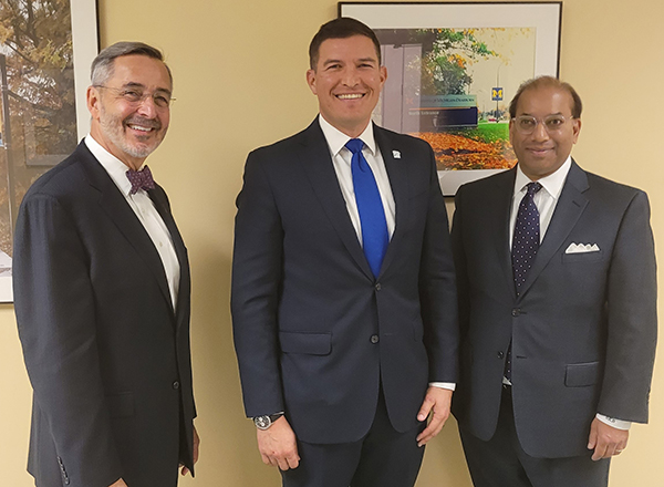 Grasso, Kavalhuna, and Detroit Chamber CEO Sandy Baruah. (photo by HFC staff)