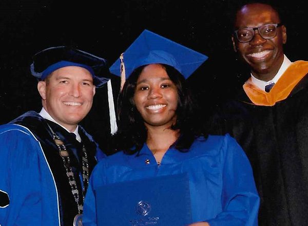 From L-R: HFC President Russell Kavalhuna, Daisha Griffin, and Lieutenant Governor Garlin Gilchrist. 