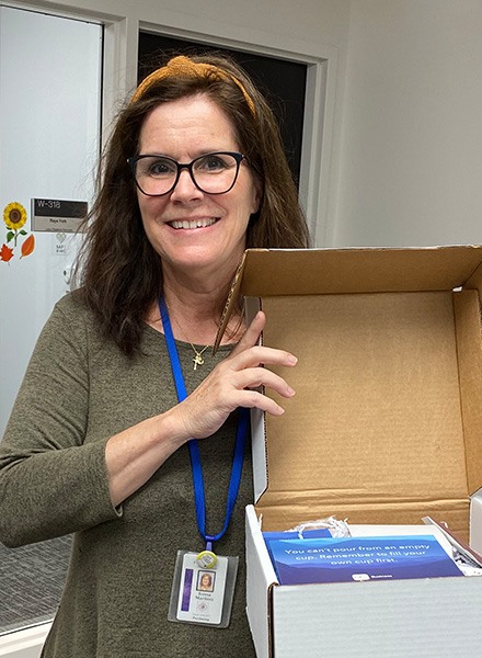 Teresa Martinez won a CALM box of goodies. 