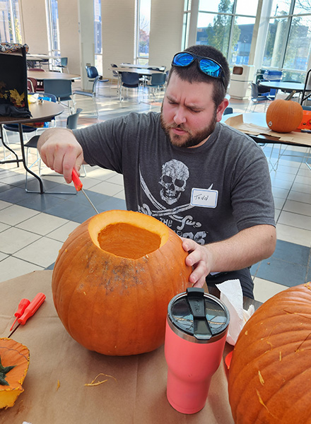 HFC College Completion Coach Todd Hakim works on a creation uniquely his own. 