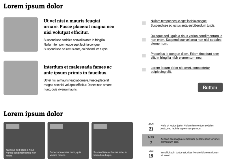 Screenshot showing possible new layout designs for page elements.