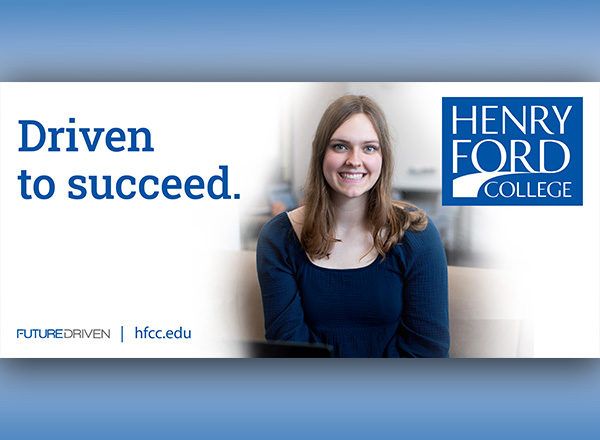 2022 outdoor board featuring Alayna Kondraciuk who was a student at Henry Ford College at the time.