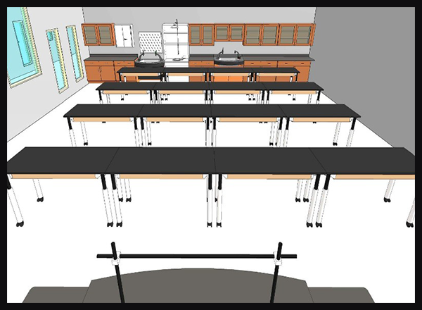 Computer illustration of the HFEC science classroom. 