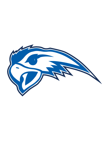 Henry Ford College Hawks logo, featuring the head of a stylized, sharp hawk in blue outlines