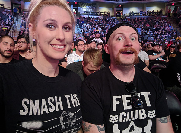 Stephanie Scicluna and her husband Eric at a pro-wrestling match.