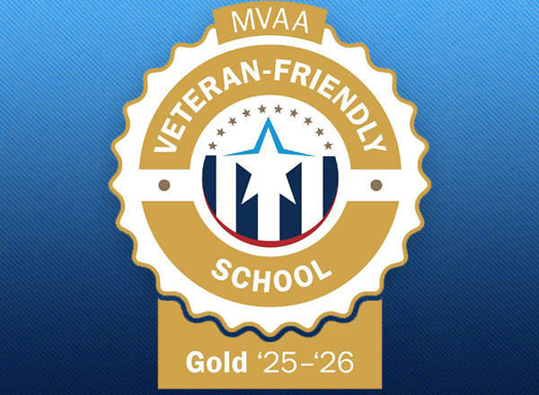 Seal stating Veteran Friendly School Gold 25-26