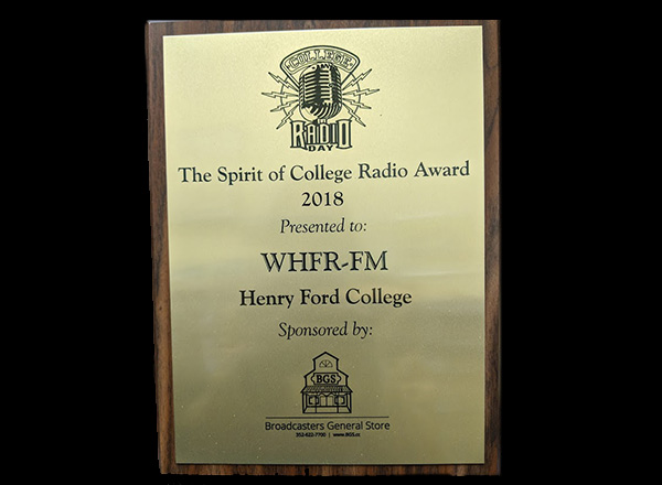WHFR won The Spirit of College Radio Award in 2018.