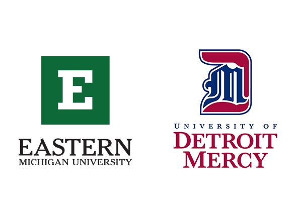 Eastern Michigan University and University of Detroit Mercy logos