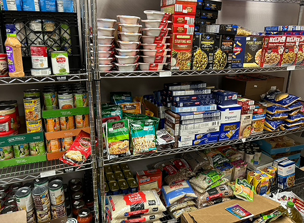 Fulled stocked shelf of food at the Hawks' Nest.