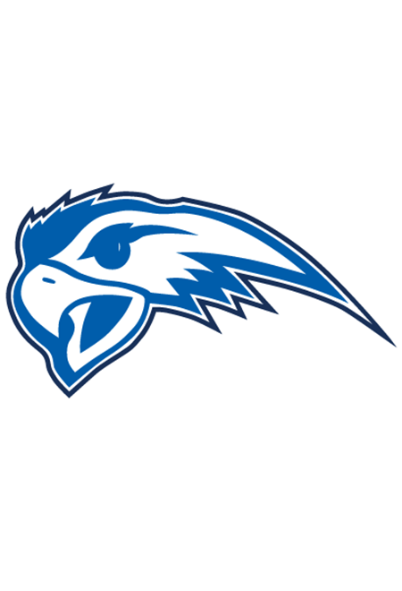 Henry Ford College Hawks logo, featuring the head of a stylized, sharp hawk in blue outlines