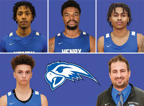 Clockwise from top left: Jayce "JL" Branson, Machi Chester, Shemarion Hardy, Coach Chris Shepard, and Wade Robinson. 