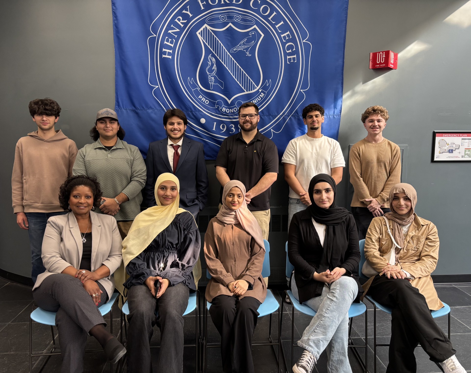 Left to right: Faculty advisor, Cassandra Fluker; Treasurer, Mastora Momim; Chair, Mariyah Saleh; Representative, Richard Cremeans; Secretary, Brandon James; Vice Chair, Gabriel Hassan;