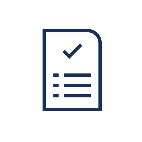 Icon of paper with check mark and bullet list