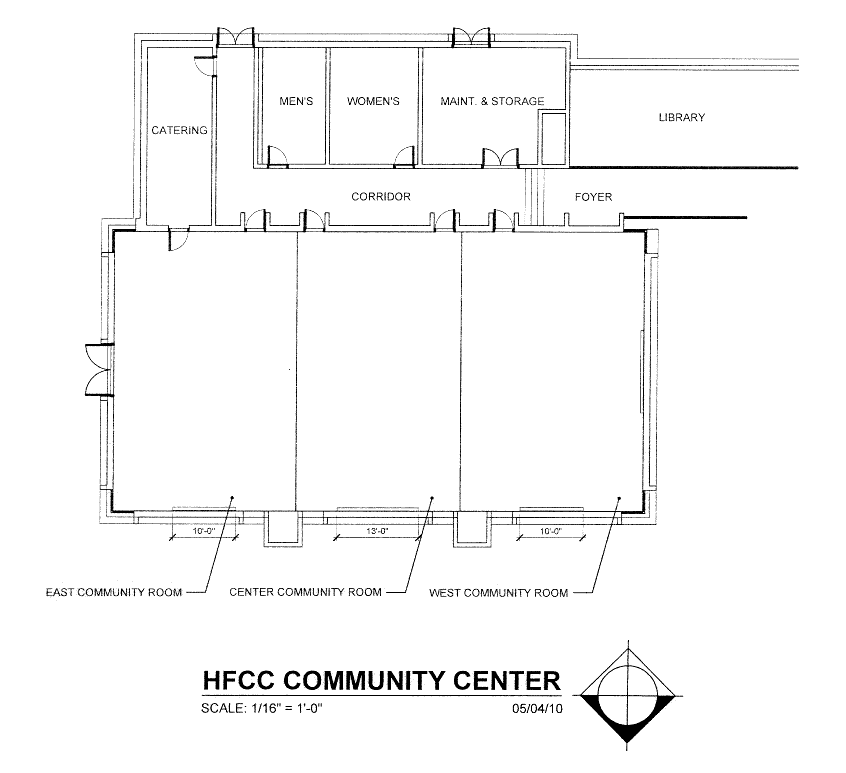 Blueprint of the Welcome Center Community Conference Rooms without tables