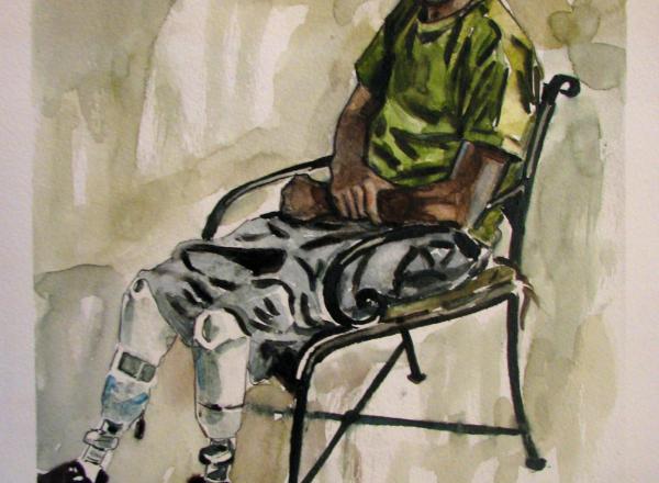 Artist Mike Fay's work showing LCpl Andrian Jones, who was wounded by an IED Sept. 2005 in Ramadi, Iraq