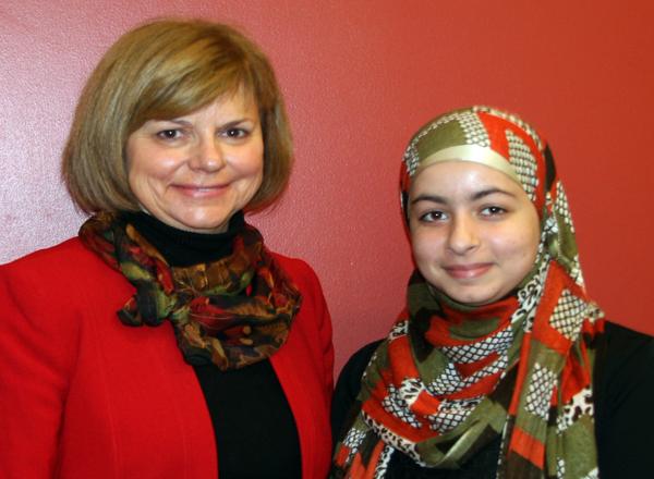 Interior Design Program Lead Karen Wilmering (l) and Student Doha Irbash.