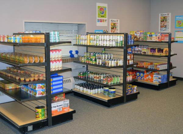 The Hawks' Nest is set up like a grocery store and provides food for needy students. 