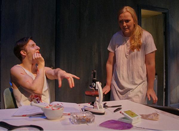 HFC students Zach Ross and Samantha Kenbeek in a scene from "Bug."