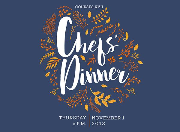 Chef's Dinner in stylized text with graphical treatment